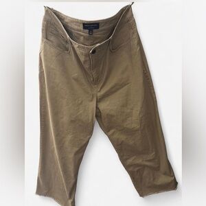 Womens 12 Banana Republic wide leg cropped dark khaki fringe jean chino